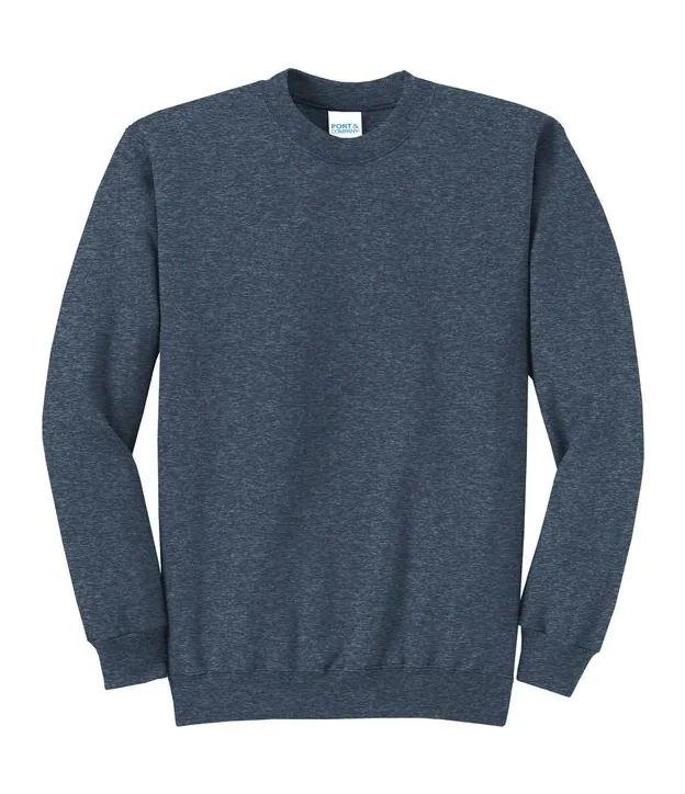 Port & Company Core Fleece Crewneck Sweatshirt in Heather Navy, front