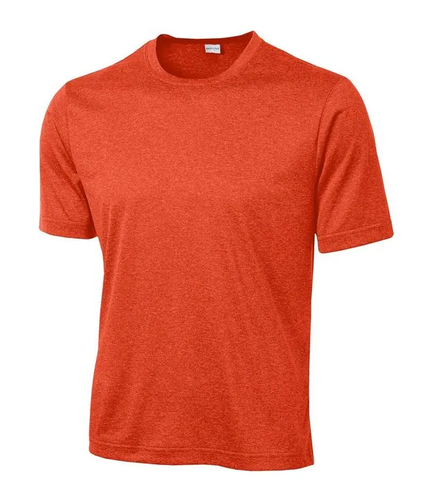 Sport-Tek Heather Contender Tee in Deep Orange Heather, front