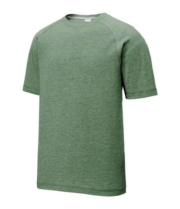 Sport-Tek PosiCharge Tri-Blend Wicking Raglan Tee in Forest Green Heather, front